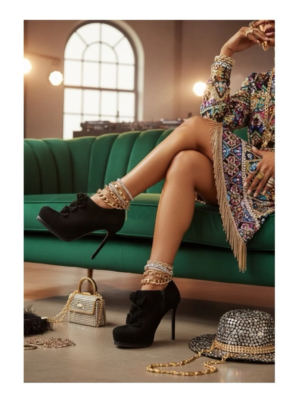 Tabitha Simmons 𒀭 Ruffled Platform Stiletto Heeled Ankle Booties 𒀭Black Suede